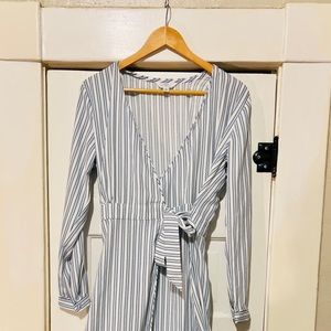 Wrap Pinstripe Dress